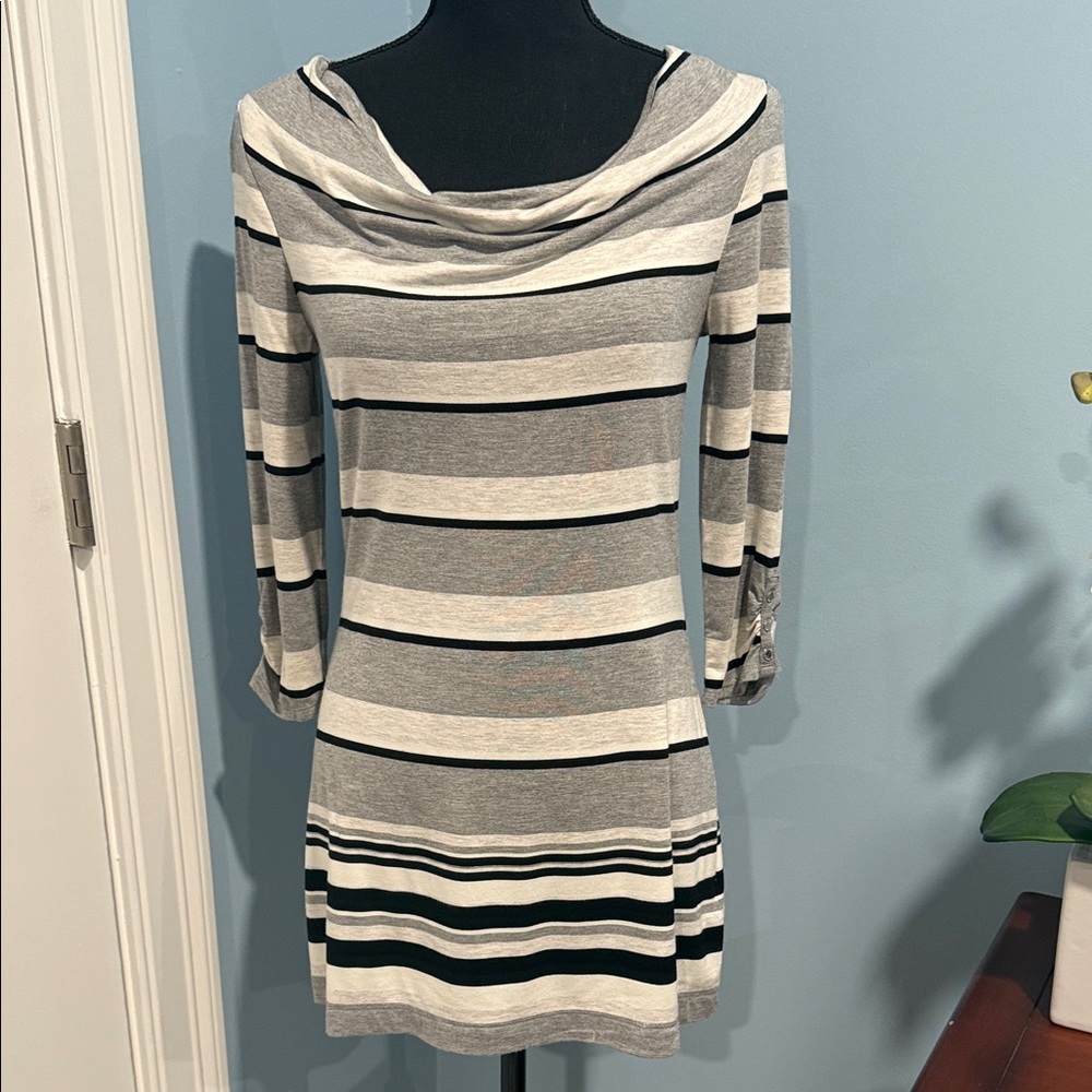 White House Black Market Cowl Neck Striped Tunic